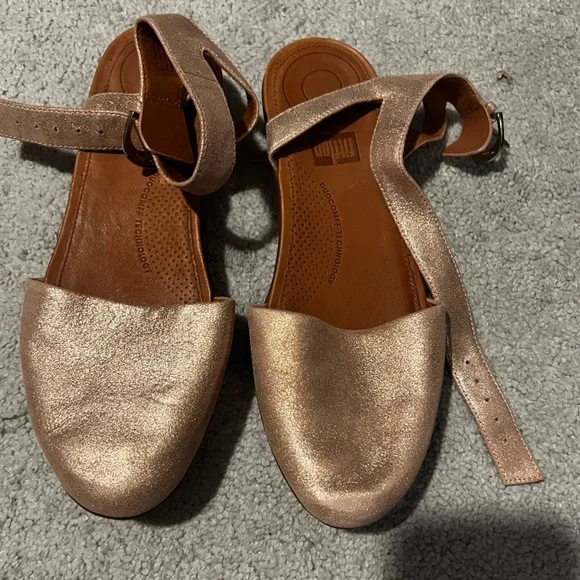 FitFlop Cova Slip-On Metallic Rose Gold Women’s Sandals Size 7.5 Apple Blossom - Picture 3 of 9